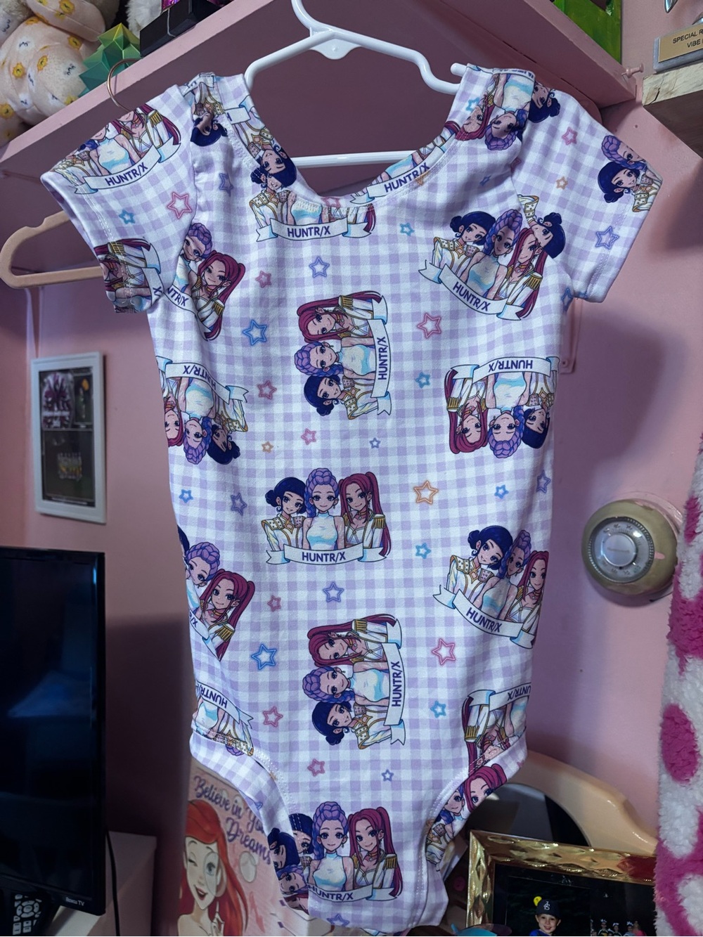 Handmade Kpop Demon Hunters Leotard with light purple skort.